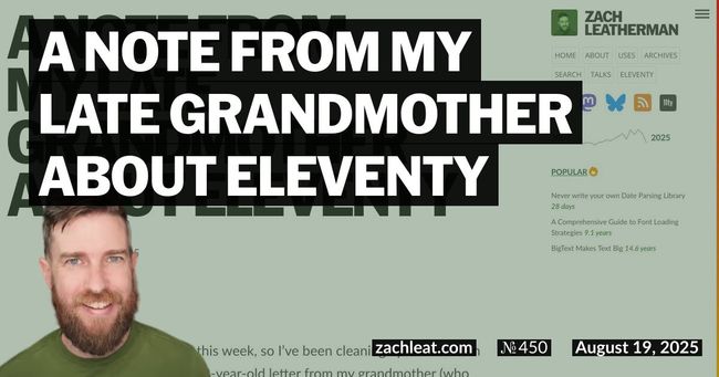 A note from my late Grandmother about Eleventy