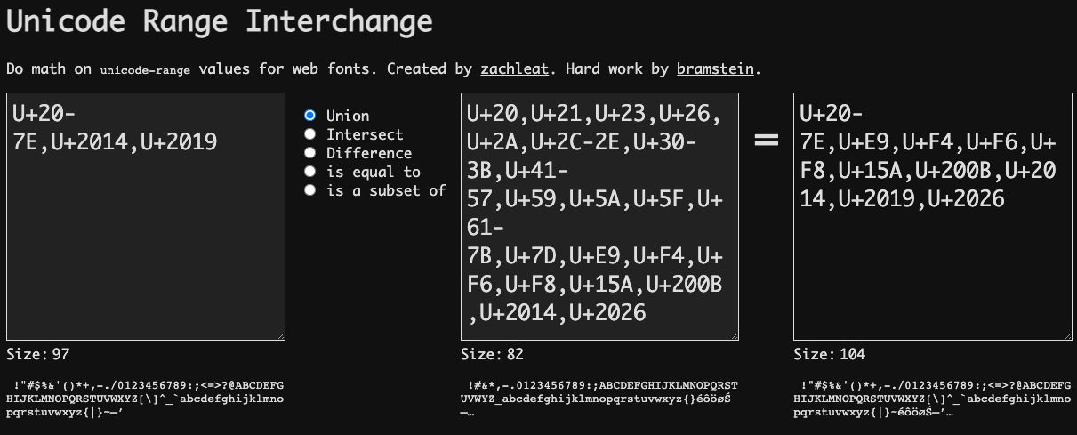 A preview of the Unicode Range Interchange page, showing the instructions described in this post.