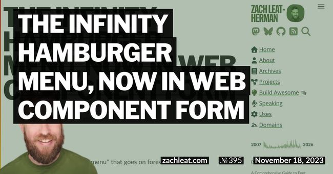 The Infinity Hamburger Menu, now in Web Component form