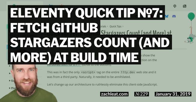 Eleventy Quick Tip №7: Fetch GitHub Stargazers Count (and More) at Build Time