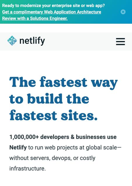 Screenshot of the banner on netlify.com