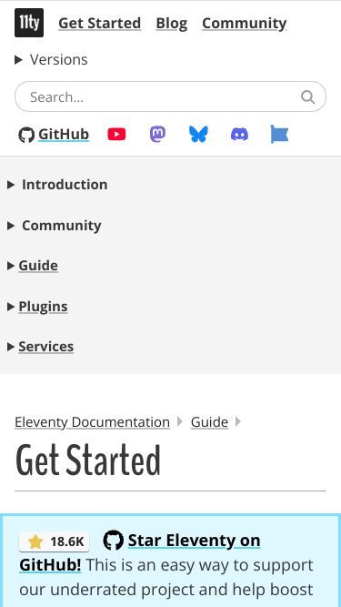 Screenshot of 11ty.dev
