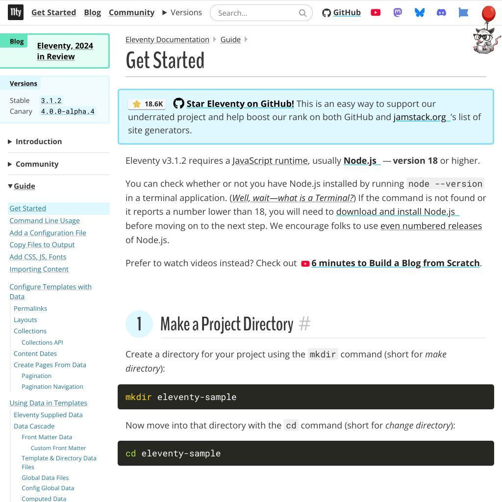 Screenshot of 11ty.dev