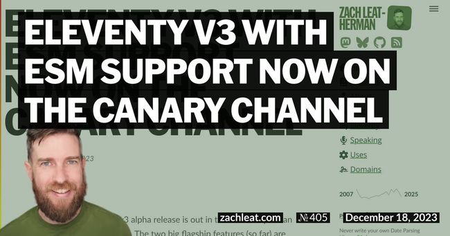 Eleventy v3 with ESM support now on the canary channel