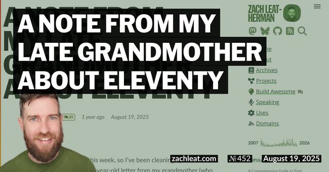 A note from my late Grandmother about Eleventy