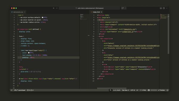 demostyle.css beside index.html, with radio buttons added inside wa-comparison