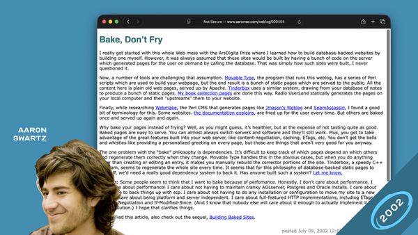 Aaron Swartz’s “Bake, Don’t Fry”