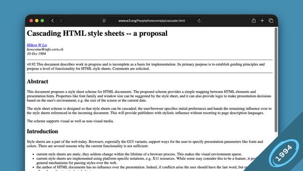 Håkon Wium Lie’s 1994 “Cascading HTML style sheets” proposal