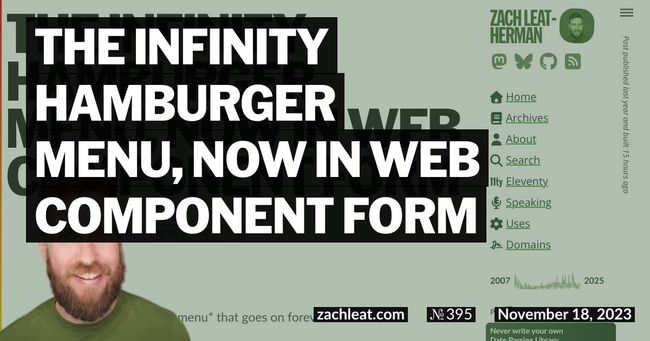 The Infinity Hamburger Menu, now in Web Component form