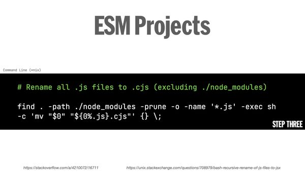 Step three rename all .js app files to .cjs (and convert these over to ESM as-needed or not at all)