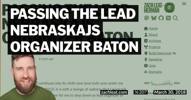 Passing the Lead NebraskaJS Organizer Baton