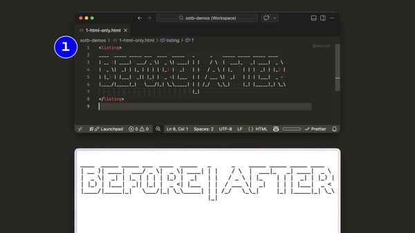 The same ASCII art wrapped in a listing element instead