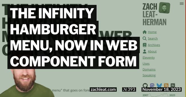 The Infinity Hamburger Menu, now in Web Component form