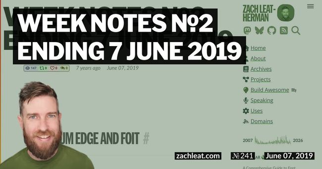 Week Notes №2 ending 7 June 2019