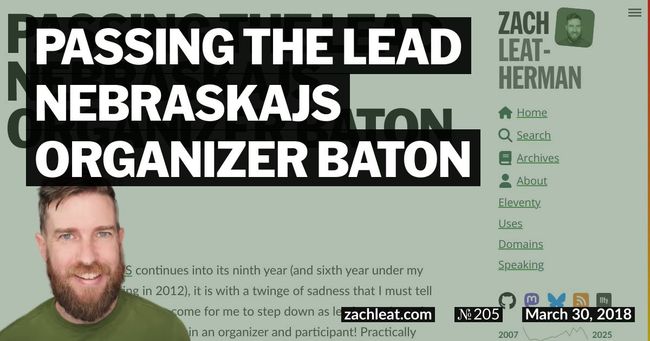 Passing the Lead NebraskaJS Organizer Baton