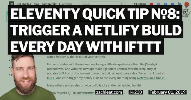 Eleventy Quick Tip №8: Trigger a Netlify Build Every Day with IFTTT