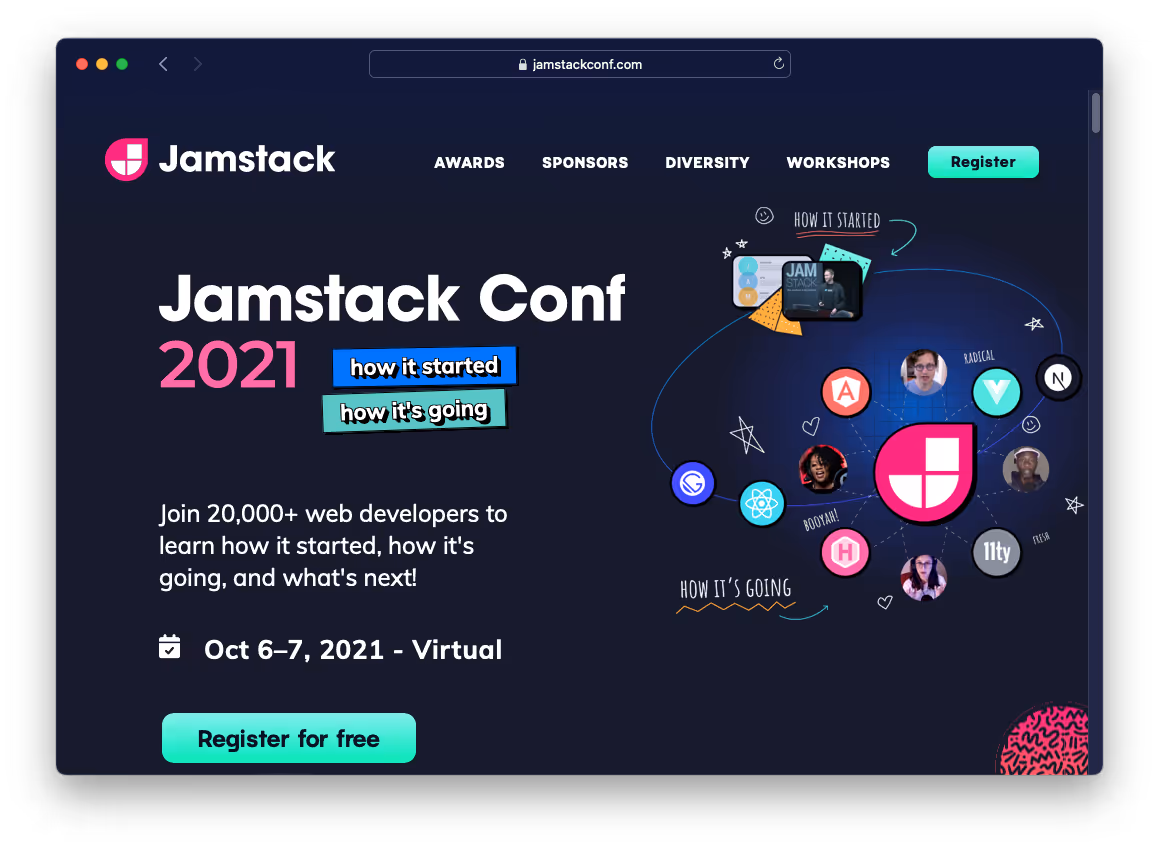 Screenshot of jamstackconf.com