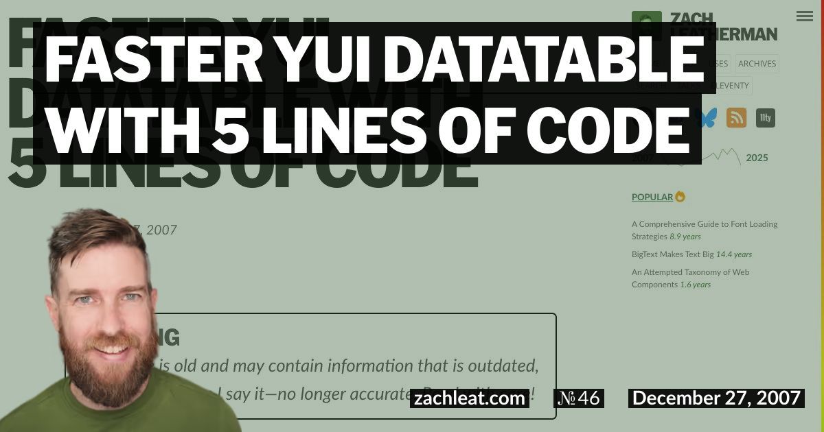 Faster YUI DataTable with 5 Lines of Code