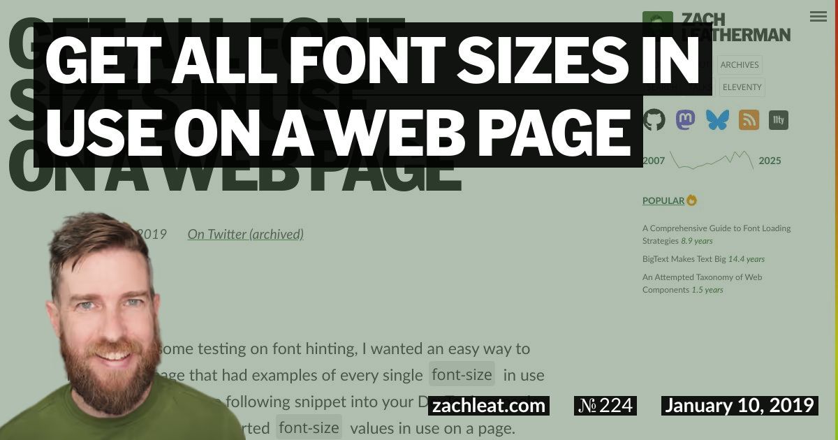 Get all Font Sizes in use on a Web Page