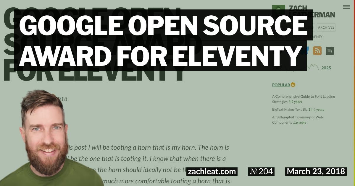 Google Open Source Award for Eleventy