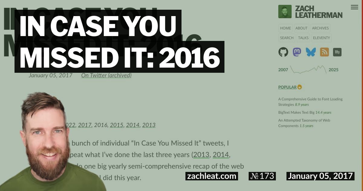 In Case You Missed It: 2016