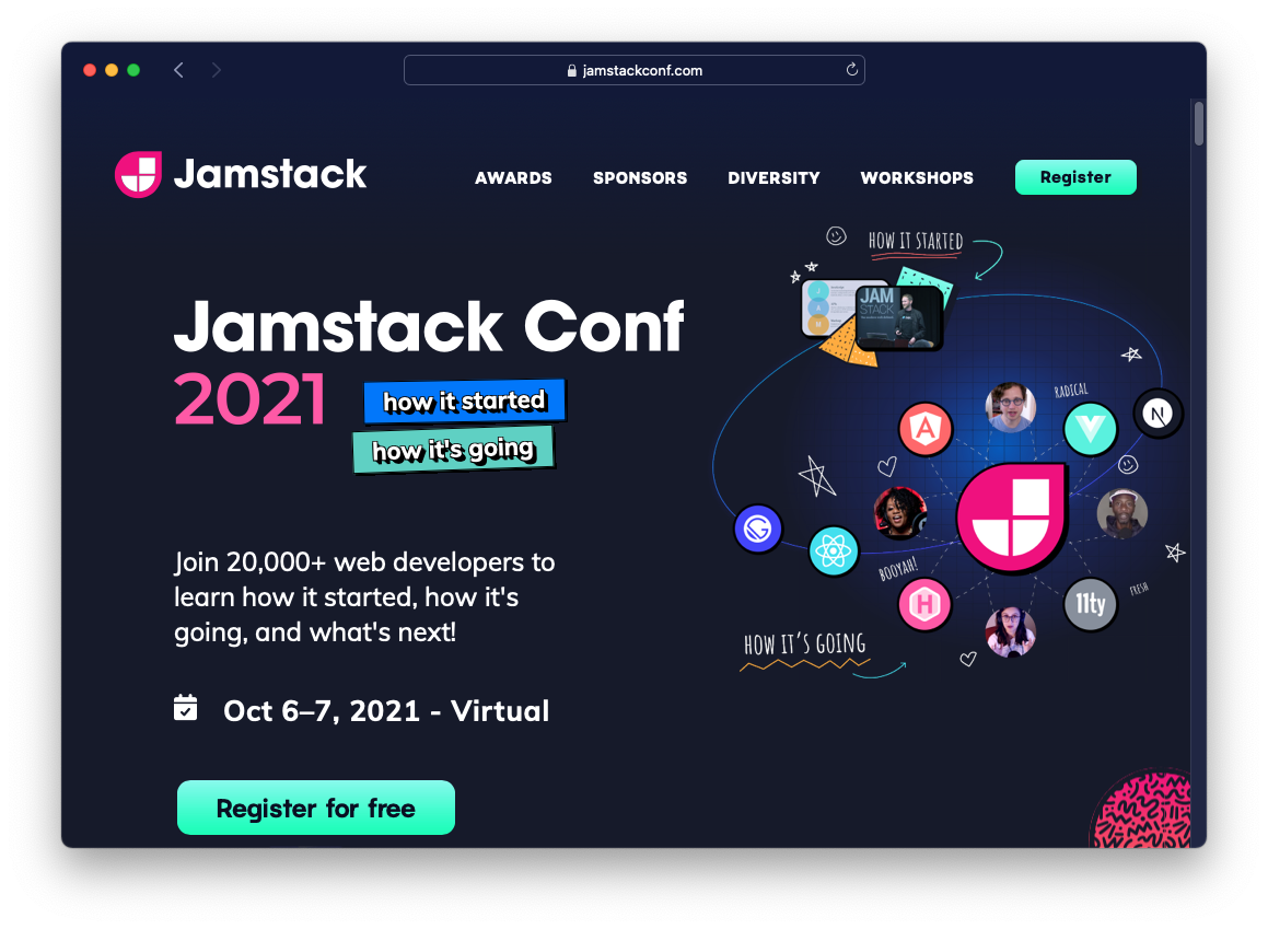 Screenshot of jamstackconf.com