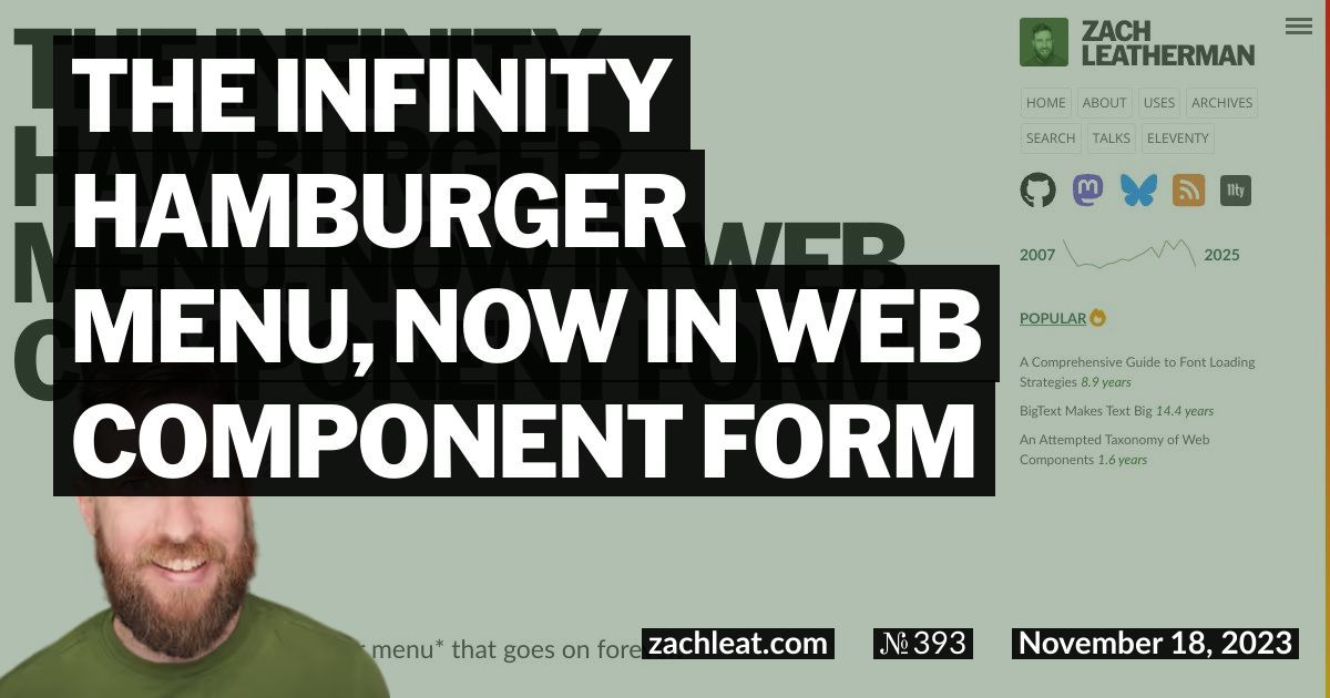 The Infinity Hamburger Menu, now in Web Component form