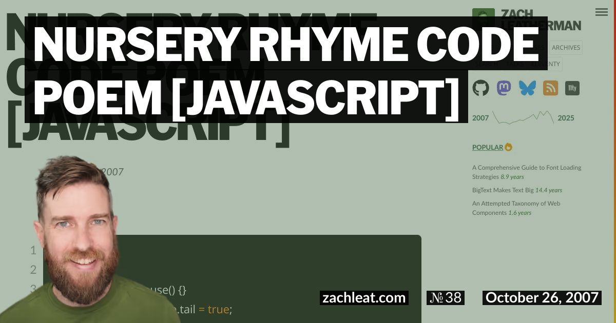 Nursery Rhyme Code Poem [JavaScript]