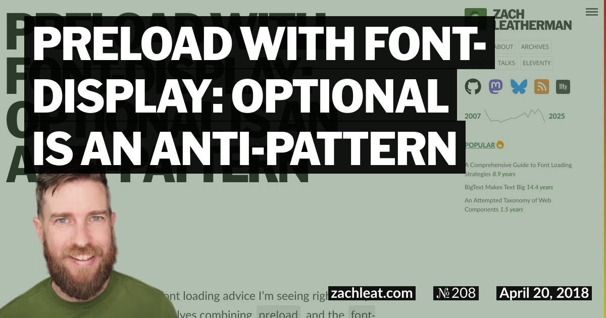 preload with font-display: optional is an Anti-pattern