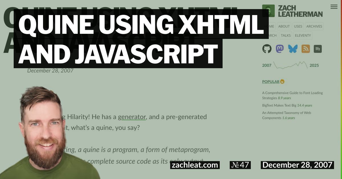Quine using XHTML and JavaScript
