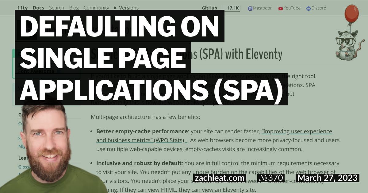 Defaulting on Single Page Applications (SPA)