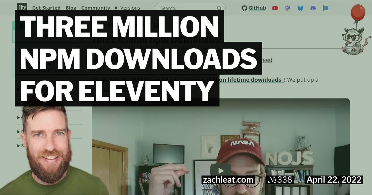 Three Million npm Downloads for Eleventy