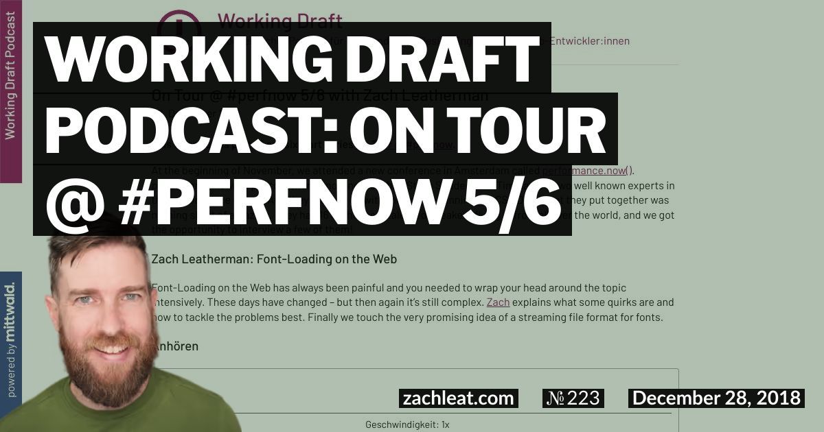 Working Draft Podcast: On Tour @ #perfnow 5/6