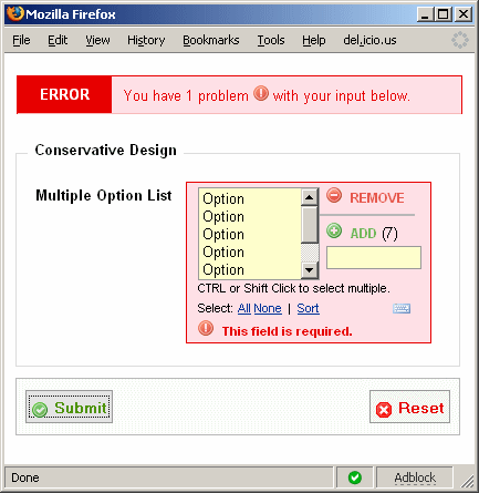 Multiple Option List Real Example